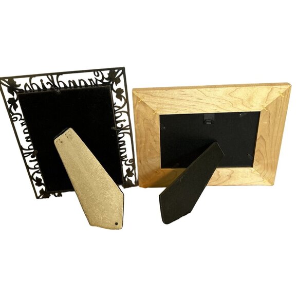 Lot of 2 Picture Frames Grandpa Wood Holds 4 X 6”, Grandkids Metal Holds 5 X 7" - Picture 2 of 6